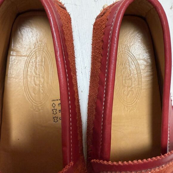 Tod’s Gommino Red Suede Driving Loafer Moccasins Tasseled Kilted EUR 37.5 US 7.5 - Picture 11 of 12